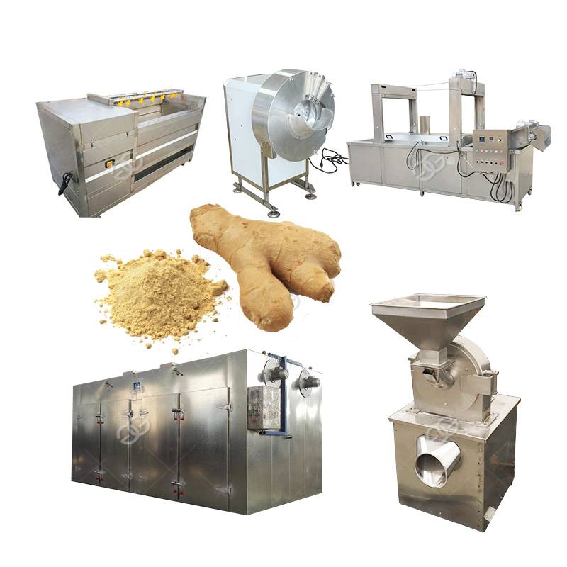 Full Automatic Brush Roller Ginger Washing Cutting Drying Grinding Ginger Powder Processing Machine