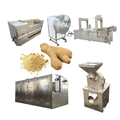 Full Automatic Brush Roller Ginger Washing Cutting Drying Grinding Ginger Powder Processing Machine